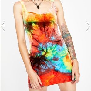 Dolls Kill Tie Dye Young Velvet Mini Dress